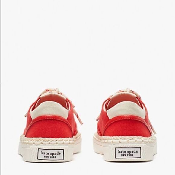 KATE SPADE espadrille lace sneakers coral rose 7.5 - Picture 2 of 13